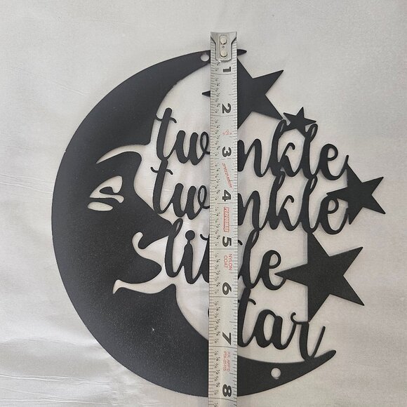 Twinkle Twinkle Little Star Black Metal Plaque Moon And Stars Nursery Sign - Picture 3 of 6